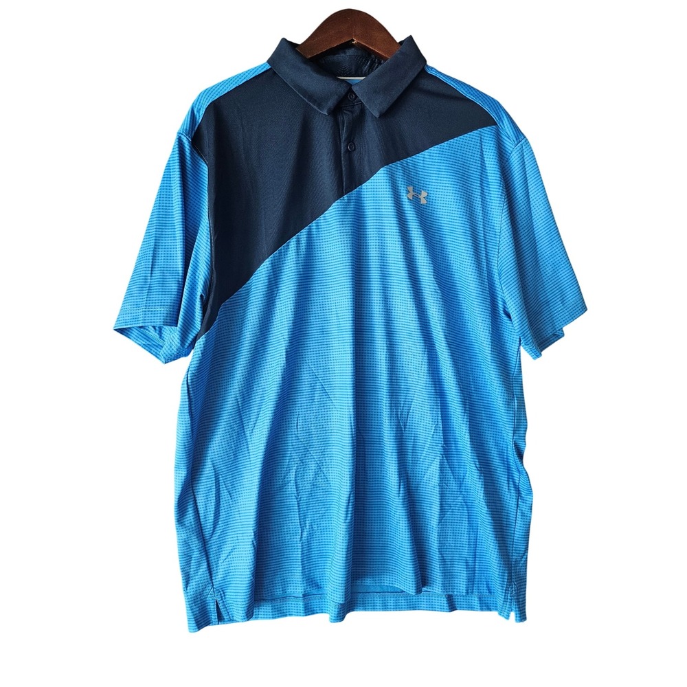 Under Armour XL Men's Playoff‎ Takeover Polo Shirt Blue Golf Loose HeatGear